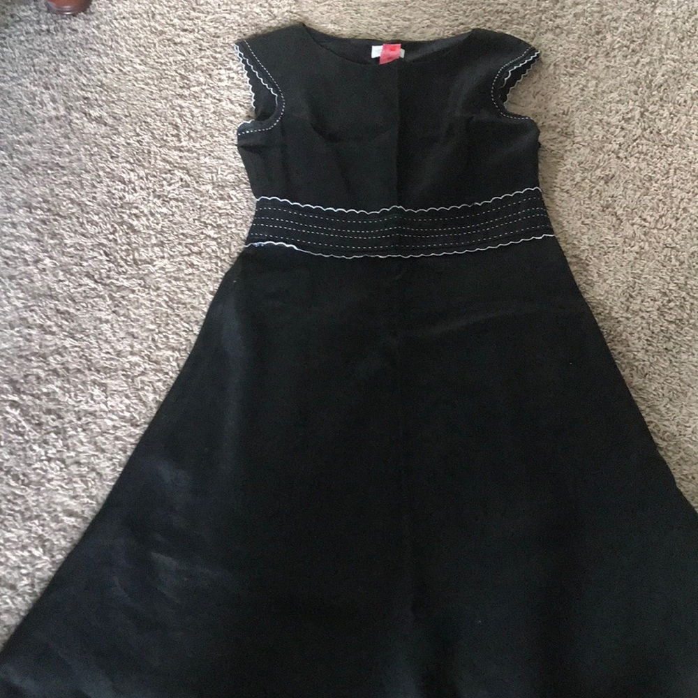Black, linen, lined dress